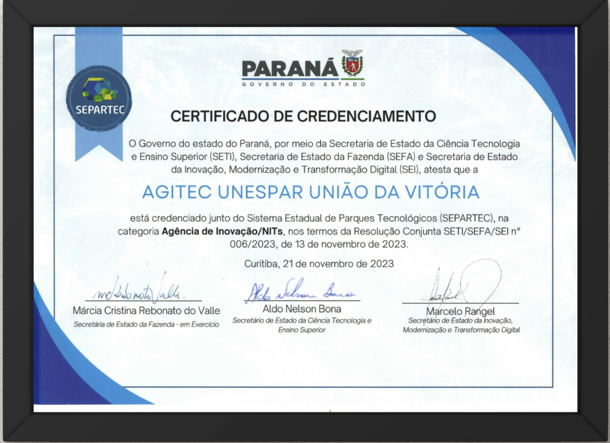 Certificado de credenciamento União da Vitória